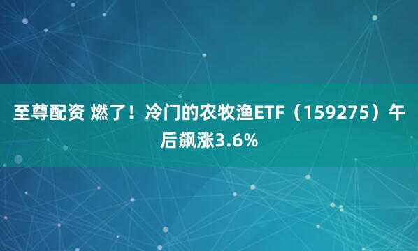 至尊配资 燃了！冷门的农牧渔ETF（159275）午后飙涨3.6%